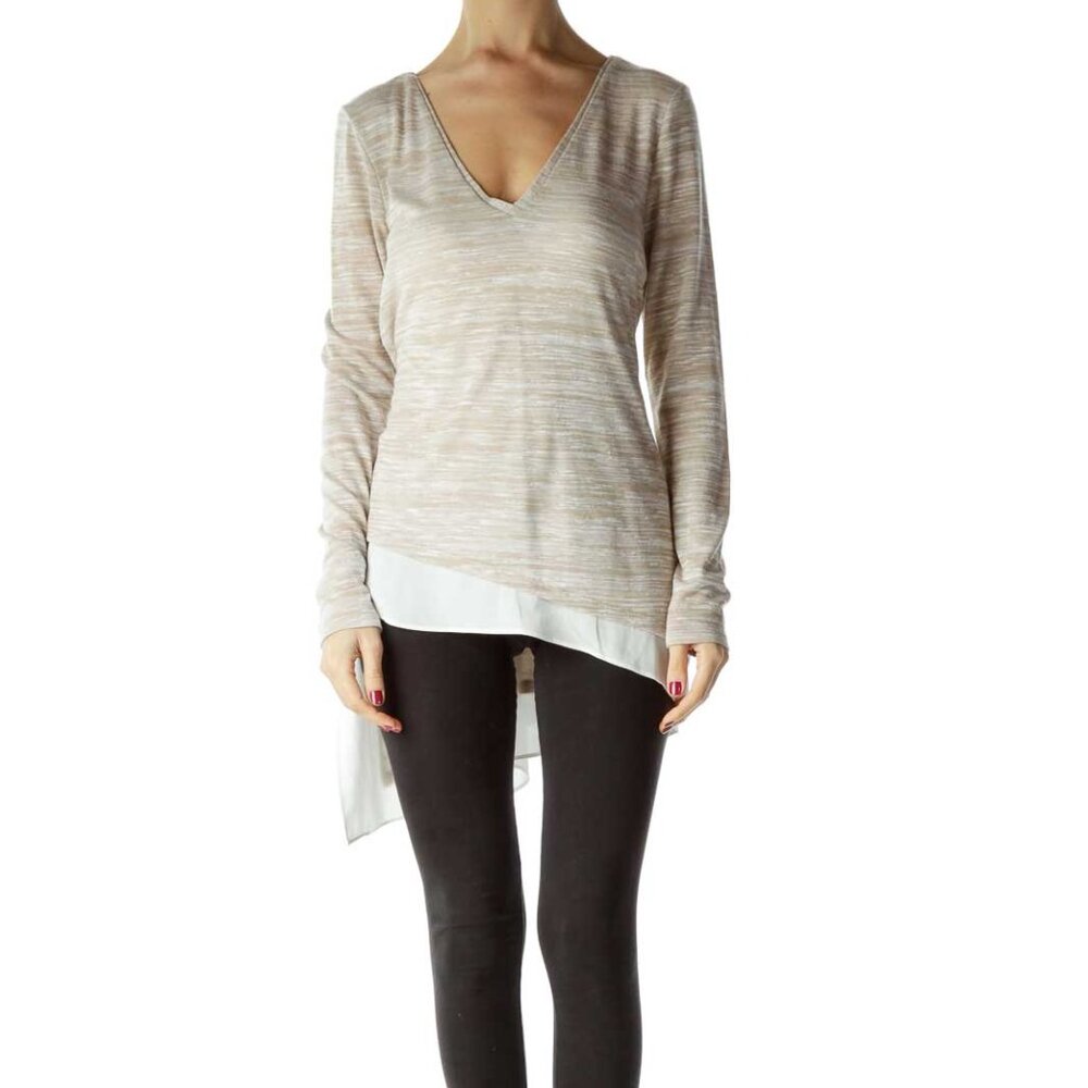 White House Black Market Beige Mottled Layered Knit